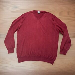 Neiman Marcus Men's Size XL Maroon V-Neck Long Sleeve Wool Blend Sweater Italy